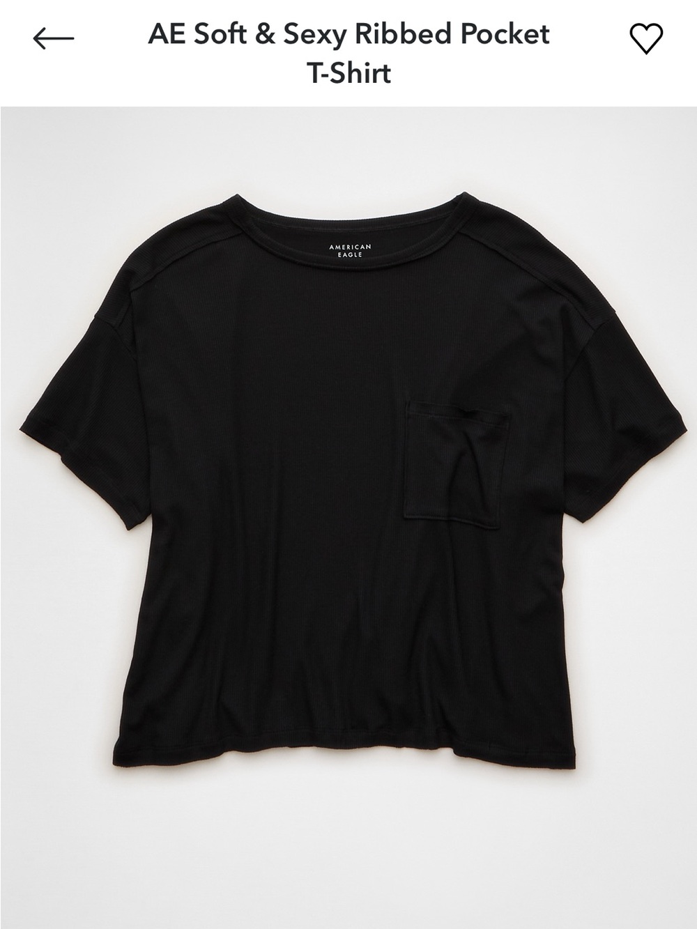 American Eagle Outfitters Black Short Sleeve Ribbed Pocket Tee